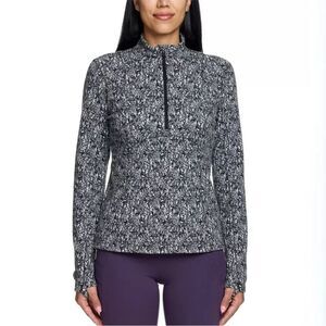 Spyder Fleece Long Sleeve 1/4 Zip Pullover Active Top Black White Printed L